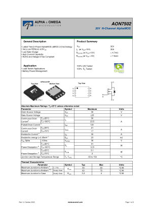 AON7502 数据手册首页