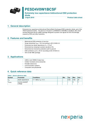 PESD4V0W1BCSFYL datasheet cover page