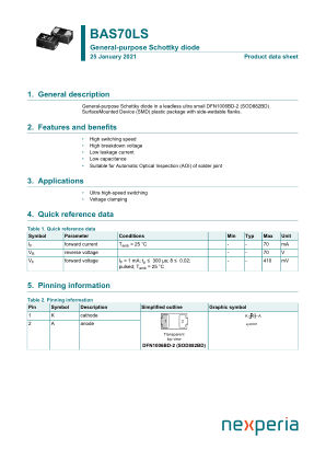 BAS70LSYL datasheet cover page