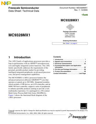 MC9328MX1 数据手册首页