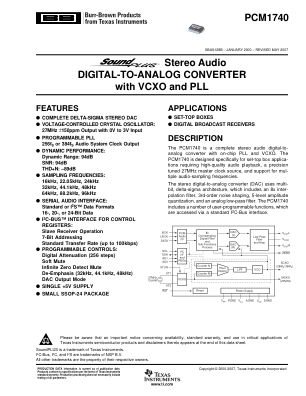 PCM1740 datasheet cover page