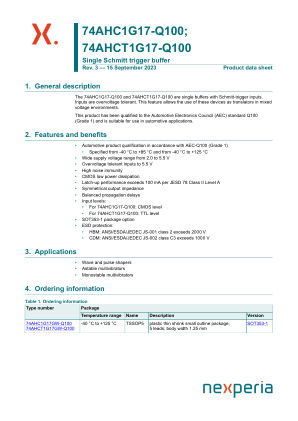 74AHC1G17GW-Q100H datasheet cover page