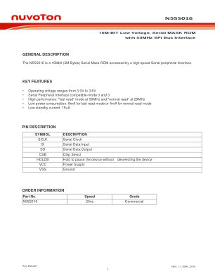 N55S016 datasheet cover page