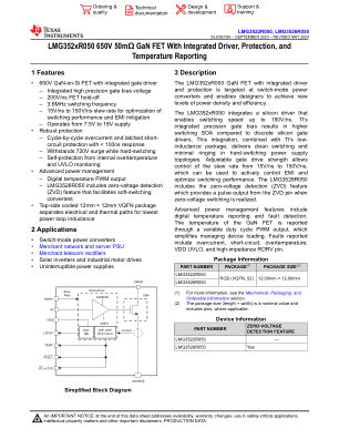 LMG3526R050 datasheet cover page