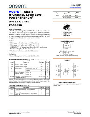 FDC855N datasheet cover page
