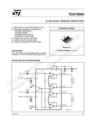TDA7266S datasheet cover page