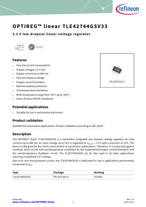 TLE42744GS-V33 datasheet cover page