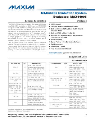 MAX44005EVSYS 数据手册首页