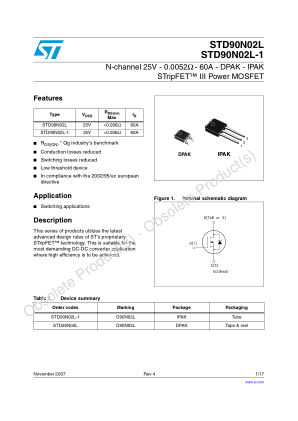 STD90N02L 数据手册首页