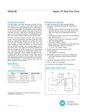 DS3231M datasheet cover page