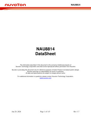 NAU8814 数据手册首页