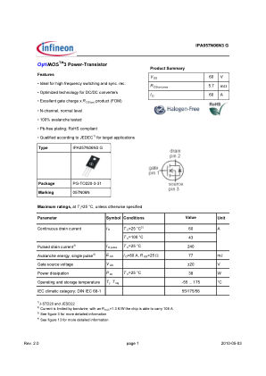 IPA057N06N3-G 数据手册首页