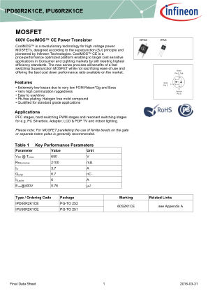 IPD60R2K1CE datasheet cover page