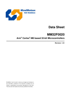 MM32F0020 datasheet cover page