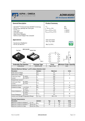 AONK40202 datasheet cover page