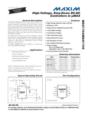 MAX1744 数据手册首页