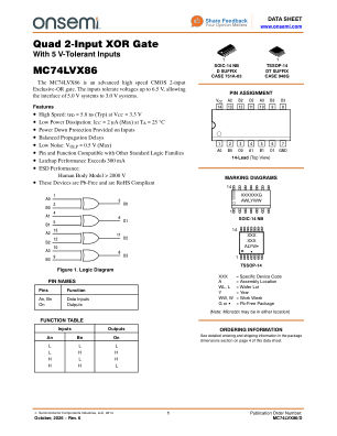 MC74LVX86 数据手册首页