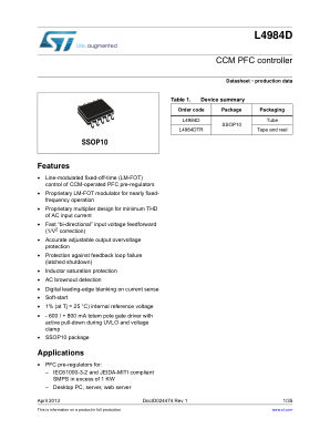 L4984D datasheet cover page