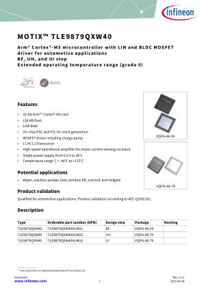TLE9879QXW40 datasheet cover page
