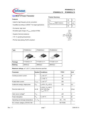 IPD06N03LZ 数据手册首页