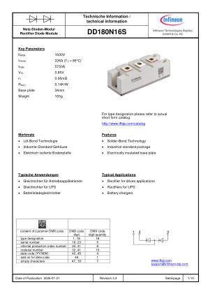 DD180N16S datasheet cover page