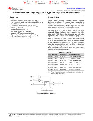 SN74HCT374 数据手册首页