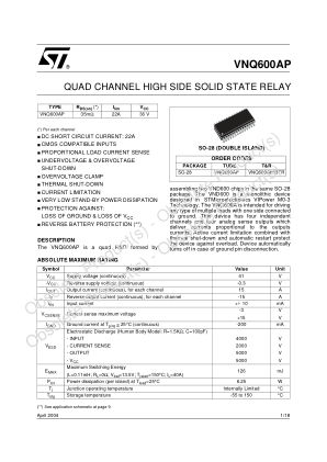 VNQ600AP datasheet cover page