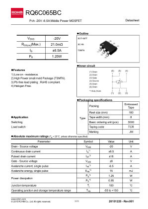 RQ6C065BC 数据手册首页