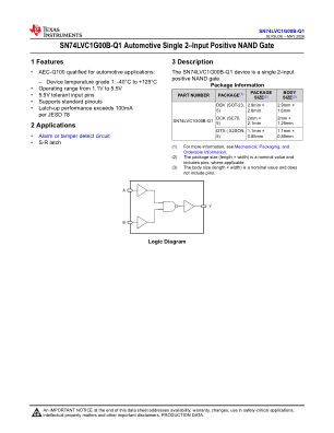 SN74LVC1G00B-Q1 数据手册首页