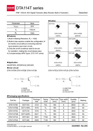 DTA114TE3 datasheet cover page