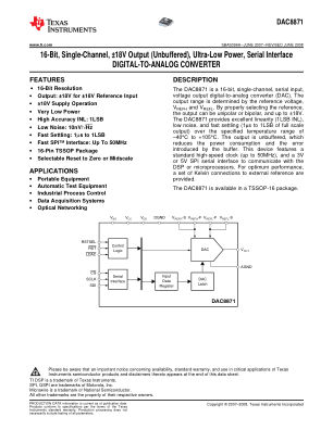 DAC8871 datasheet cover page