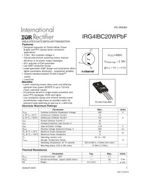 IRG4IBC20W 数据手册首页