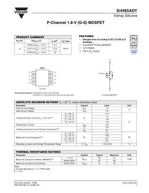 SI4465AD datasheet cover page