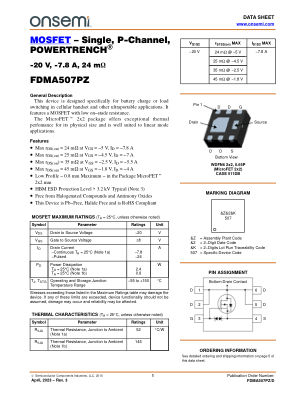 FDMA507PZ 数据手册首页