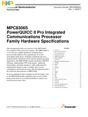 MPC8306SEC 数据手册首页