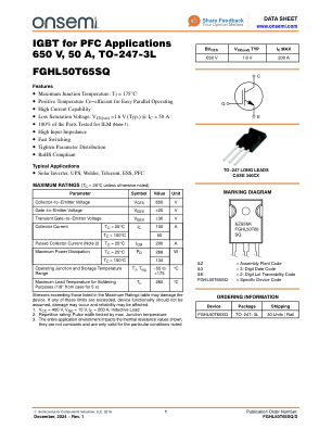 FGHL50T65SQ datasheet cover page