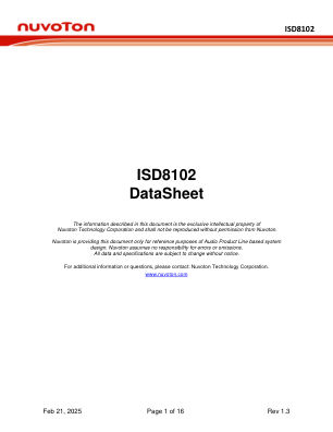 ISD8102 数据手册首页