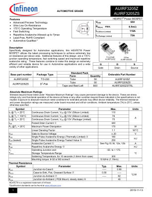 AUIRF3205Z datasheet cover page