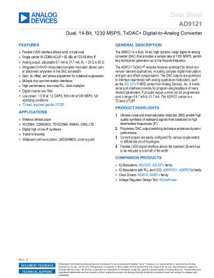 AD9121 datasheet cover page