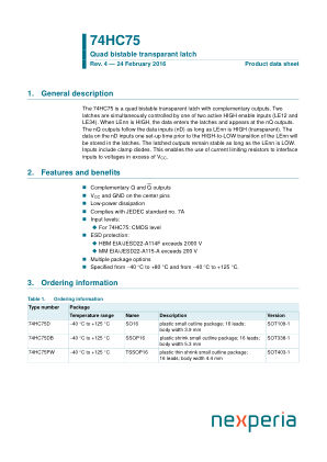 74HC75PW datasheet cover page