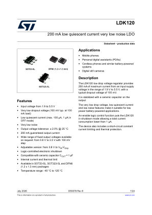 LDK120 datasheet cover page