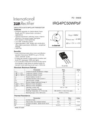 IRG4PC50W 数据手册首页
