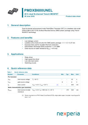 PMDXB600UNELZ datasheet cover page