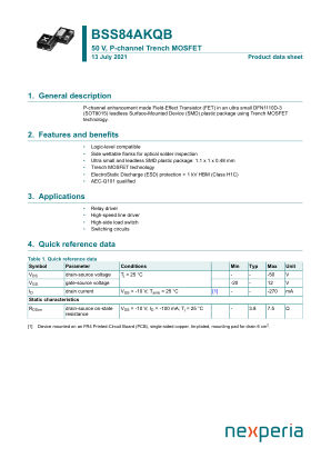 BSS84AKQBZ datasheet cover page