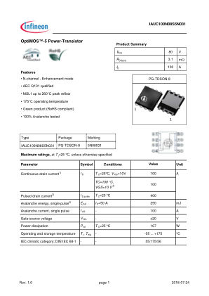 IAUC100N08S5N031 数据手册首页