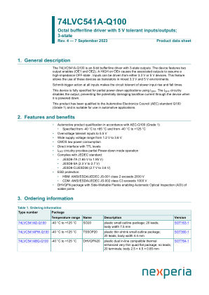 74LVC541APW-Q100J datasheet cover page
