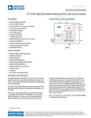AD5444 datasheet cover page