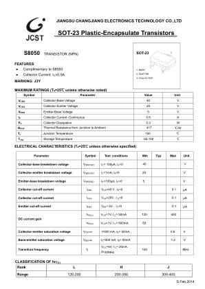 S8050 数据手册首页