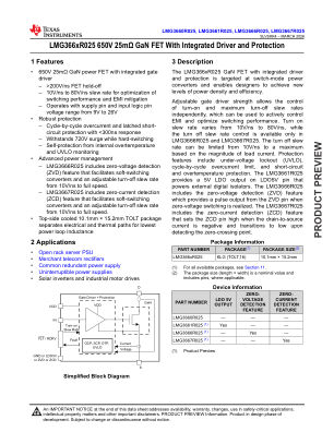LMG3660R025 datasheet cover page