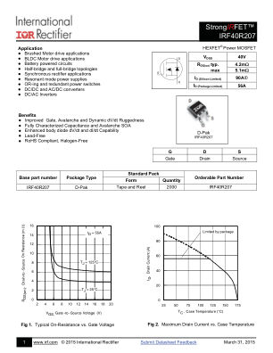 IRF40R207 datasheet cover page